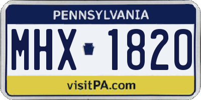 PA license plate MHX1820