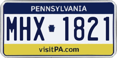 PA license plate MHX1821