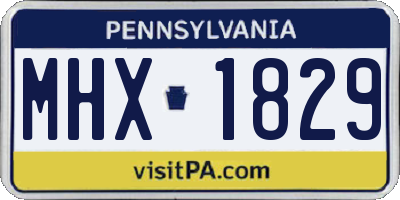 PA license plate MHX1829