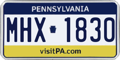 PA license plate MHX1830