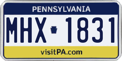 PA license plate MHX1831