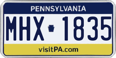 PA license plate MHX1835