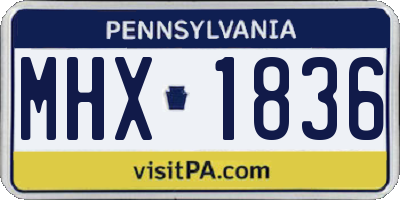 PA license plate MHX1836