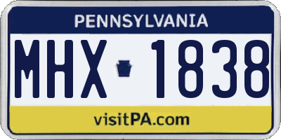 PA license plate MHX1838