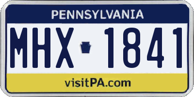 PA license plate MHX1841