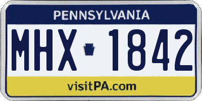 PA license plate MHX1842