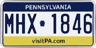 PA license plate MHX1846