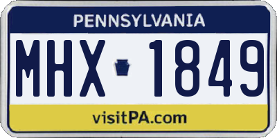 PA license plate MHX1849