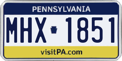 PA license plate MHX1851