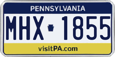 PA license plate MHX1855