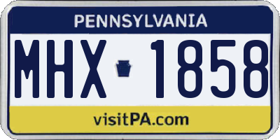 PA license plate MHX1858