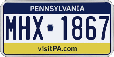 PA license plate MHX1867