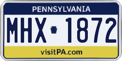 PA license plate MHX1872