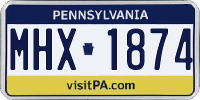 PA license plate MHX1874