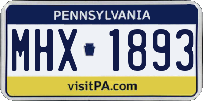 PA license plate MHX1893