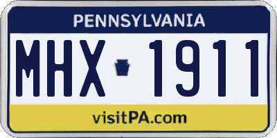 PA license plate MHX1911