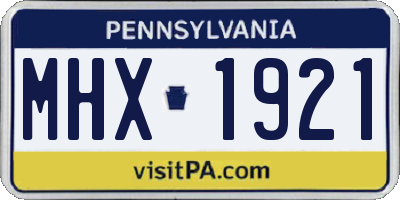 PA license plate MHX1921