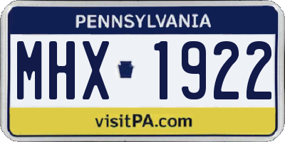 PA license plate MHX1922