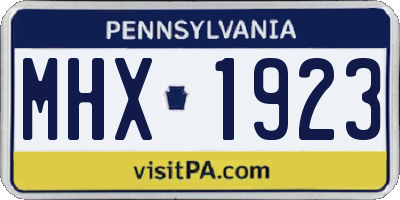 PA license plate MHX1923