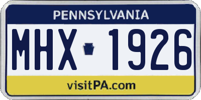 PA license plate MHX1926
