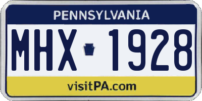 PA license plate MHX1928