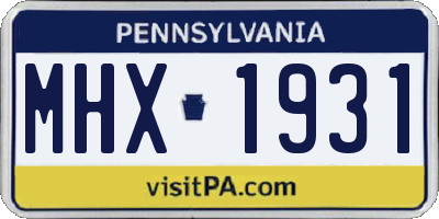 PA license plate MHX1931