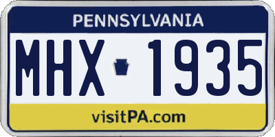 PA license plate MHX1935