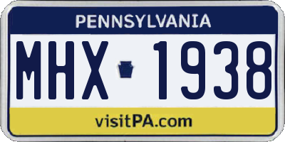 PA license plate MHX1938