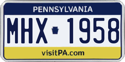 PA license plate MHX1958