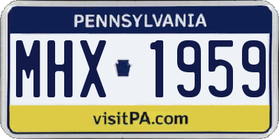 PA license plate MHX1959