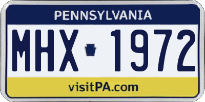 PA license plate MHX1972
