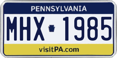 PA license plate MHX1985