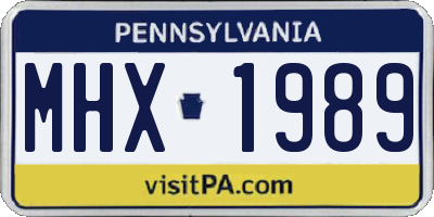 PA license plate MHX1989