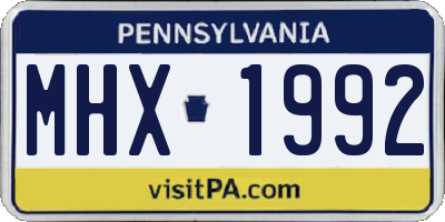 PA license plate MHX1992