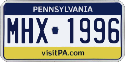 PA license plate MHX1996