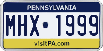 PA license plate MHX1999