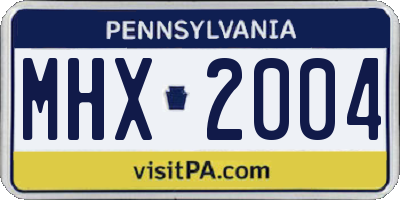 PA license plate MHX2004