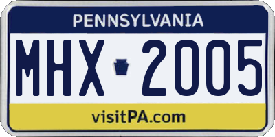 PA license plate MHX2005
