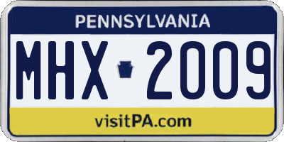 PA license plate MHX2009