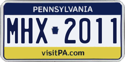 PA license plate MHX2011