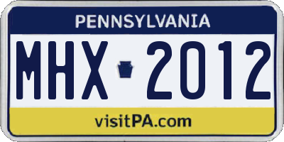 PA license plate MHX2012