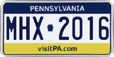 PA license plate MHX2016