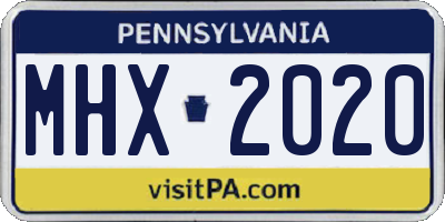 PA license plate MHX2020