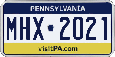 PA license plate MHX2021