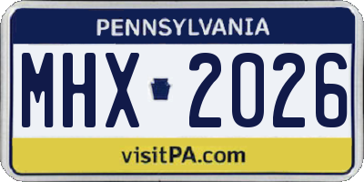 PA license plate MHX2026