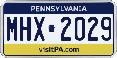 PA license plate MHX2029