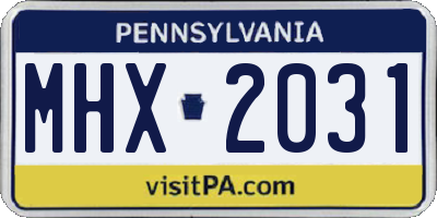 PA license plate MHX2031
