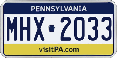 PA license plate MHX2033