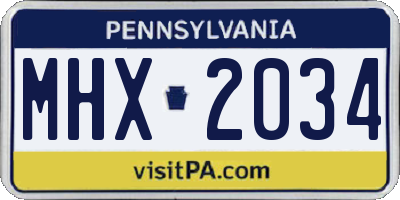 PA license plate MHX2034