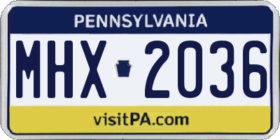 PA license plate MHX2036